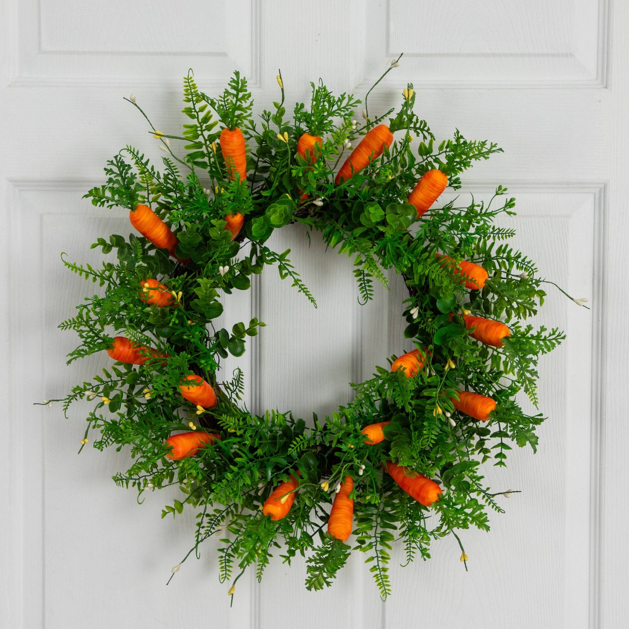 22" Artificial Easter Fern and Carrots Wreath